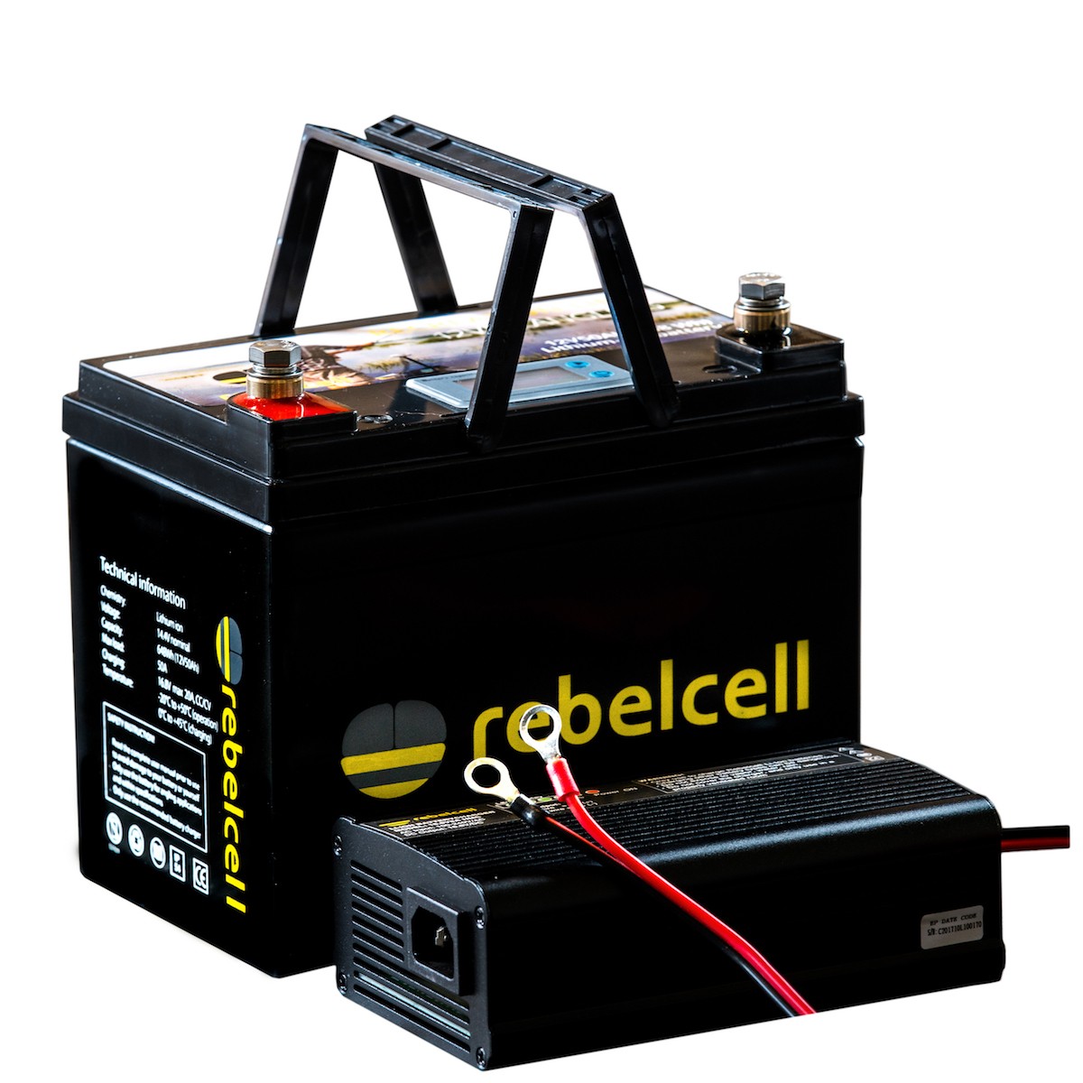 Rebelcell Set: 12V50AH accu + acculader Top Merken Winkel